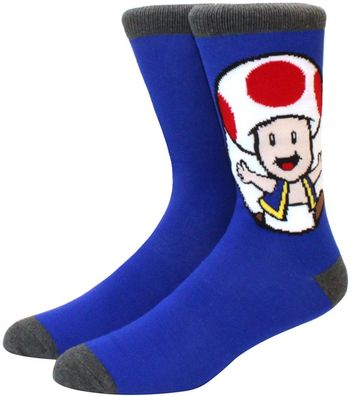 Fröhliche Toad Lustige Charakter Socken - Super Mario 360° Motiv Cartoon Socken