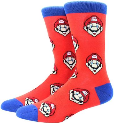 Mario Happy Faces Lustige Socken - Super Mario 360° Charakter Motiv Cartoon Socken