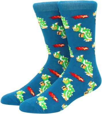 Bowser Grüne Lustige Socken - Super Mario 360° Charakter Motiv Cartoon Socken