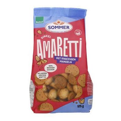 SOMMER 6x Bio Dinkel Amaretti mit knackigen Mandeln vegan 125g