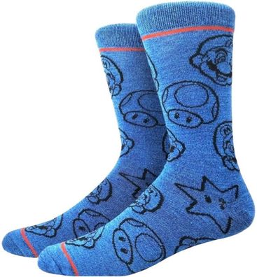 Mario, Toad & Super-Stern Socken - Super Mario 360° Charakter Cartoon Socken