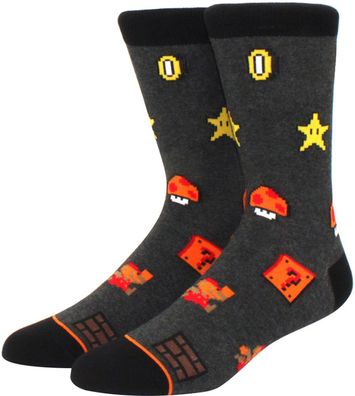 Mario Crew Schwarze Socken - Super Mario 360° Charakter Cartoon Socken