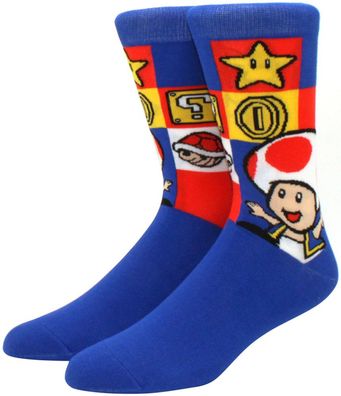 Toad Rote Crew Socken - Super Mario 360° Lustige Charakter Cartoon Motiv-Socken