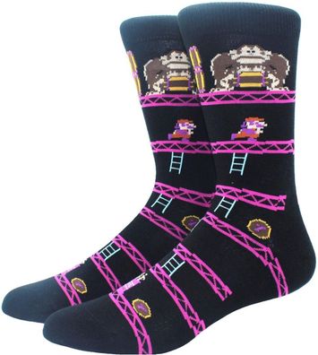 Donkey Kong & Mario Crew Socken - Super Mario 360° Charakter Cartoon Motiv-Socken