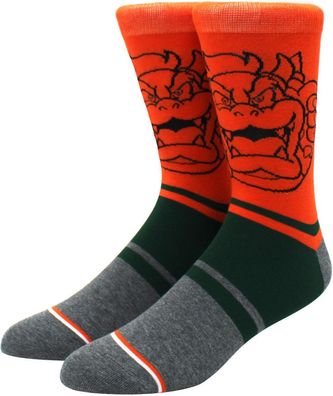 Big Bowser Orange Socken - Super Mario 360° Charakter Cartoon Motiv-Socken