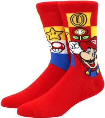 Mario Rote Icons Socken - Super Mario 360° Charakter Cartoon Motiv-Socken