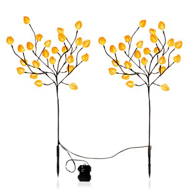 LED Garten Stecker Physalis warm weiß - 2er - Deko Beleuchtung Batterie Timer