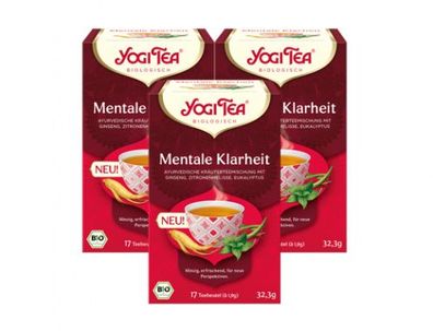 3 x YOGI TEA Mentale Klarheit Bio 32,3g Bio Kräutertee - minzig. erfrischend