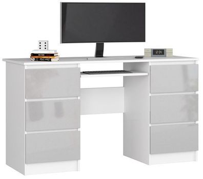 PC-Schreibtisch AKORD A11 Weiß Front Metallisch Glanz 135 x 77 x 50 cm