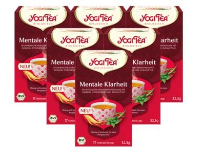 6 x YOGI TEA Mentale Klarheit Bio 32,3g Bio Kräutertee - minzig. erfrischend