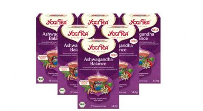 6 x YOGI TEA Ashwagandha Balance Bio 34g Bio Kräutertee - fruchtig. ausgleichend