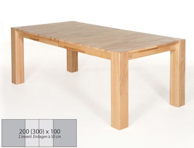 Esstisch Marco 2XL 200(300)x100cm Ausziehtisch Mittelauszug Massivholz