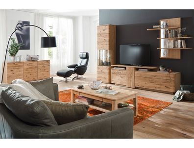 Wohnzimmer Samir 35 Asteiche Bianco teilmassiv 5-teilig TV-Wand LED