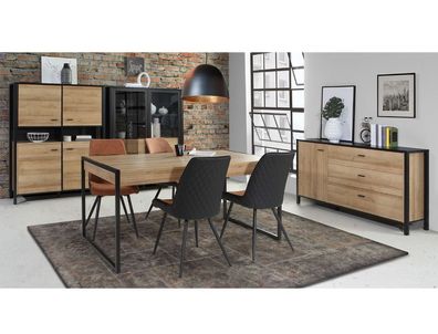 Esszimmer Hector 41 Schwarz Riviera Eiche 4-teilig Speisezimmer Tisch