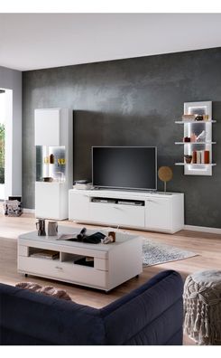 Wohnzimmer Alexia 32 weiß matt Nb. 4-teilig TV-Wand Wohnwand LED