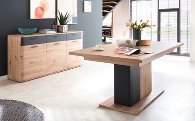 Esszimmer Claas 43 Balkeneiche 2-teilig Säulentisch Sideboard Anrichte