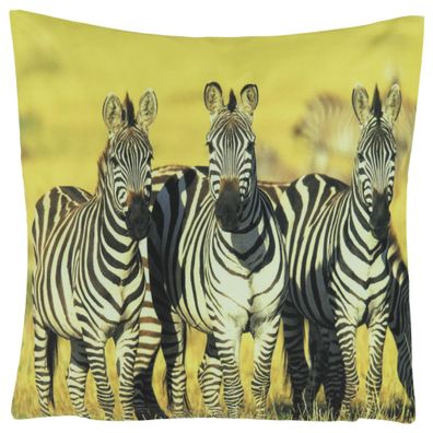Kissenhülle 40x40 cm Zebra Kissenbezug Sofakissen Dekokissen Afrika Steppe Gelb
