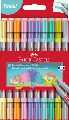 FABER Castell 151112 Faserschreiber Duo Pastell - 10 Farben sortiert