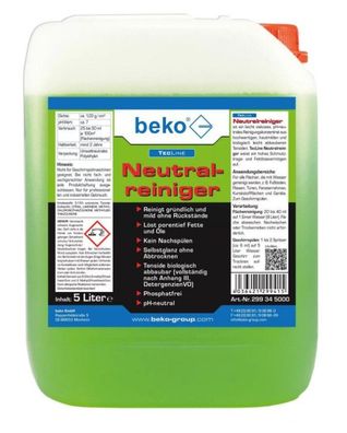 Beko TecLine Neutralreiniger 5 Liter Kanister