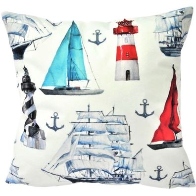 Kissenhülle Maritim 40x40 Segelschiff Kissenbezug Kissen Dekokissen Sofakissen Kissen