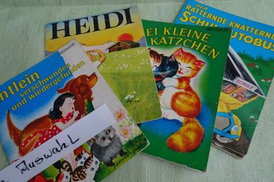 Carlsen alte Wunderbücher Entlein Heidi 3 kleine Kätzchen Schulautobus Vintage