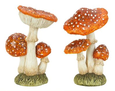 2 Stück Pilz Figuren stehend 20,5cm/21cm Dekofigur Herbstdekoration Natur Deko