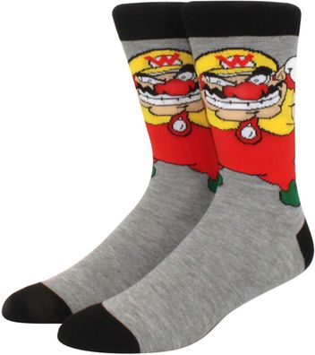 Waluigi Lustige Socken - Super Mario 360° Charakter Crew Cartoon Motiv-Socken