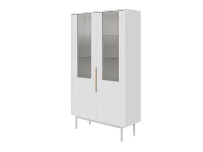 Furnlux Classic Vitrinenschrank VIVA - Weiß - 104 x 39 x 179 cm