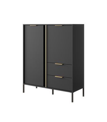 Furnlux Classic Kommode LARS - Schwarz - 104 x 40 x 124 cm