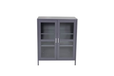 Furnlux Classic Vitrinenschrank ACERO - Grau - 80 x 43 x 97 cm