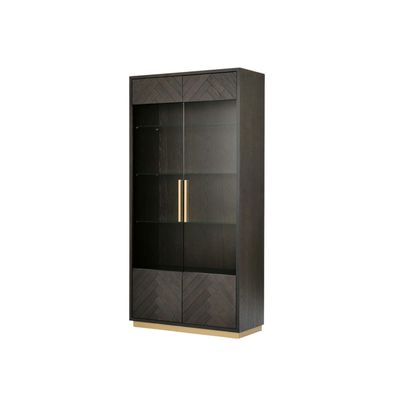 Furnlux Premium Vitrinenschrank Seville - Schwarz - 100 x 41 x 200 cm