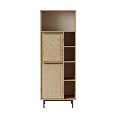 Furnlux Classic Vitrinenschrank OCEAN - Hellbeige - 60 x 36 x 162 cm