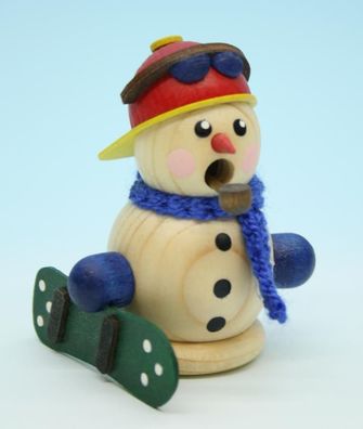 Räucherfigur Schneemann mit Snowboard natur Höhe 8cm NEU Räuchermann Schnee Rauch