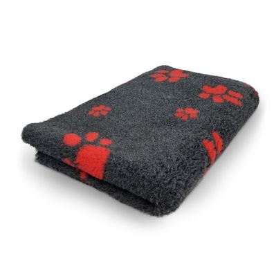 Vet Bed Hundedecke Hundebett Schlafplatz 75 x 50 cm anthrazit Pfoten rot