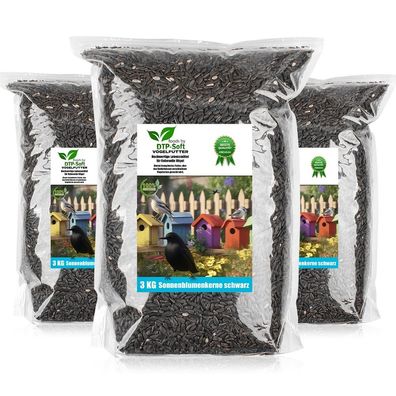 3X 3kg Sonnenblumenkerne schwarz Streufutter Vogelfutter Vögel Wildvögel Sonnenblumen