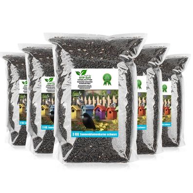 5X 3kg Sonnenblumenkerne schwarz Streufutter Vogelfutter Vögel Wildvögel Sonnenblumen