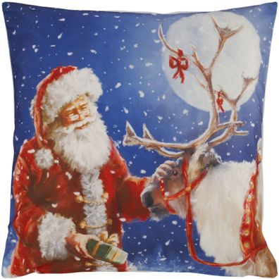 Kissenbezug Weihnachten 40x40 Santa Rentier Kissenhülle Winter Dekokissen Advent