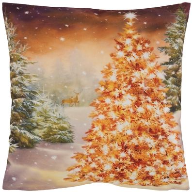 Kissenbezug Weihnachten 40x40 Kissenhülle Weihnachtsbaum Gold Dekokissen Winter Kisse