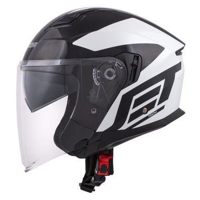 Jethelm Roller Helm Crosshelm Motorradhelm Jet Tech Corso Cassida schwarz Visier