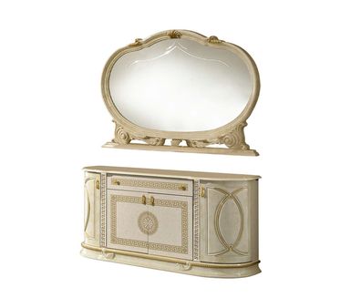 New Venus Anrichte Sidebord Buffetschrank mit Spiegel in Beige gold Barock Klassik