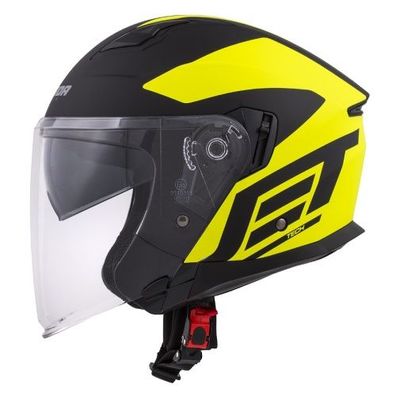 Jethelm Roller Helm Crosshelm Motorradhelm Jet Tech Corso Cassida schwarz matt Visier