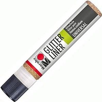 Marabu Glitter-Liner, Effektfarb-Stift, 25 ml Stoff, Papier, Holz Metall 586 Rotgold