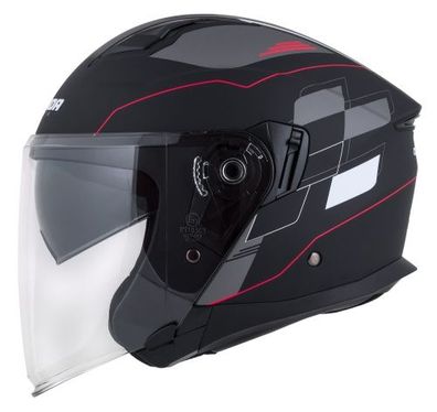 Jethelm Roller Helm Crosshelm Motorradhelm Jet Tech RoxoR Cassida schwarz matt Visier