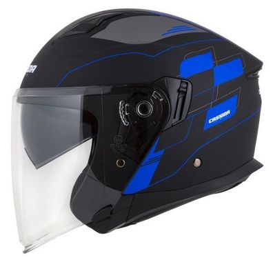 Jethelm Roller Helm Crosshelm Motorradhelm Jet Tech RoxoR Cassida schwarz matt Visier