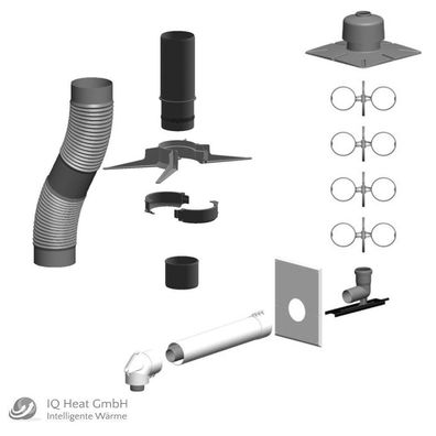 Atec Abgassystem Schacht flexibles Abgasrohr DN 60 12,5 m Grundpaket Montageset