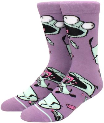 Gir Violette Socken - Nickelodeon 360° Invader Zim Lustige Cartoon Motiv-Socken