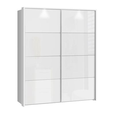 Schwebetürenschrank Sophie 6V weiß Front Hochglanz 170x210x61 Schrank