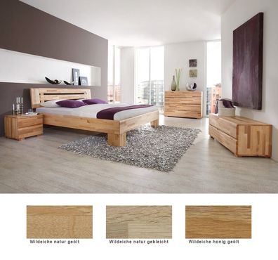 Schlafzimmer Losone Eiche Massivholzbett Auswahl Kommode Lowboard Nako