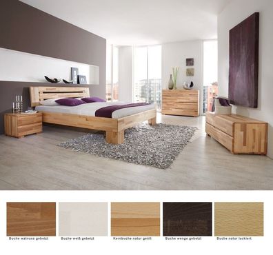 Schlafzimmer Losone Buche Massivholzbett Auswahl Kommode Lowboard Nako