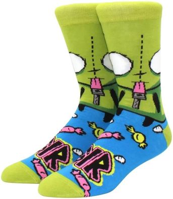 Zim Grüne Socken - Nickelodeon 360° Invader Zim Lustige Cartoon Motiv-Socken